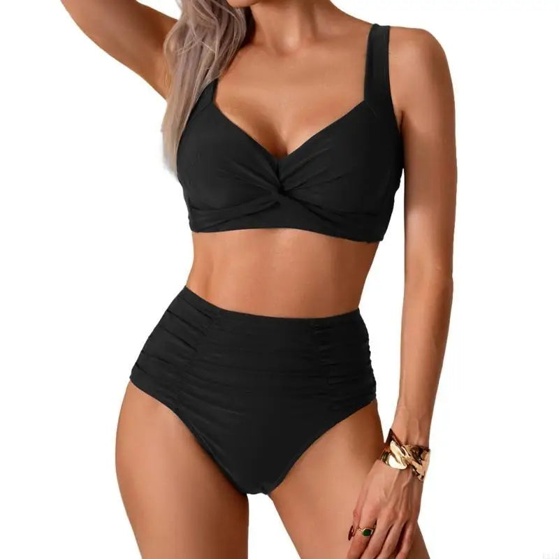 🍒Strap swimwear women high waist bikini set brazilian swimwear cross push up bra beach bathing suit full brief bather Take A Brief Second To Buy These