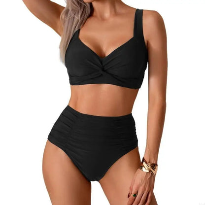 🍒Strap swimwear women high waist bikini set brazilian swimwear cross push up bra beach bathing suit full brief bather Take A Brief Second To Buy These