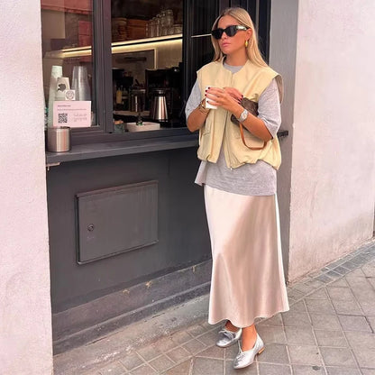🍒Cargo style vest oversized light jacket o neck spring zipper pocket waistcoat female fashion crop top Y2K casual clothes Spring To This Zipper