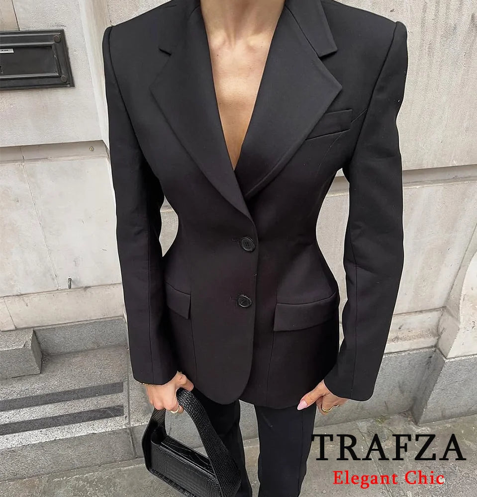 🍒Middelpassende blazer enkelborsknoopbaadjie met skouerkussings lente mode hoëstraatdrag partytjie geleentheidsdrag kantoorklere Dra Dit Elke UUR Van Die Dag En lig 'n Glas Op Die Gemak