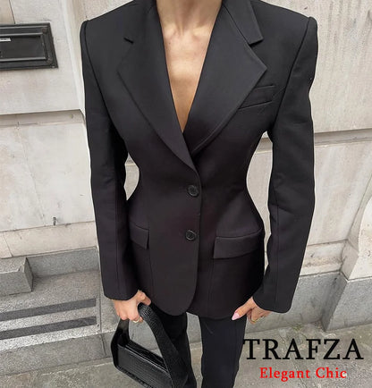 🍒Middelpassende blazer enkelborsknoopbaadjie met skouerkussings lente mode hoëstraatdrag partytjie geleentheidsdrag kantoorklere Dra Dit Elke UUR Van Die Dag En lig 'n Glas Op Die Gemak
