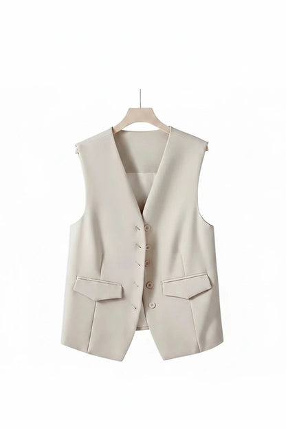 🍒Suit vest for women v-neck  business vest jacket sleeveless waistcoat with pocket front for office commute style buttons sleeveless outerwears  Cute Covers