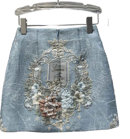 🍒vintage evembroiderd mini skirt high waist quality luxury diamonds short jeans skirt women Jacquard fabric high street quality casual clothing for women female fashion wear smart casual party wear Vintage Vantage