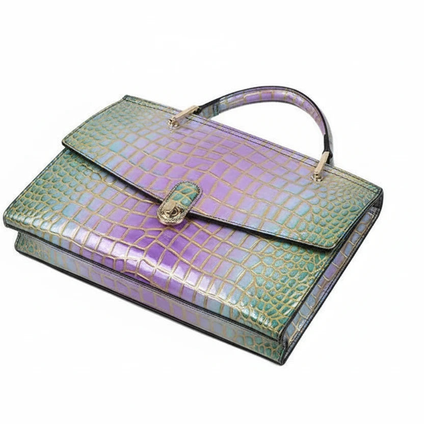 🍒Luxury designer handbags for women crocodile print bag brand high quality crocodile crossbody purse cowhide tote bag women's occasion fashion accessory  Snap Up Your Cool Crinkly Croco