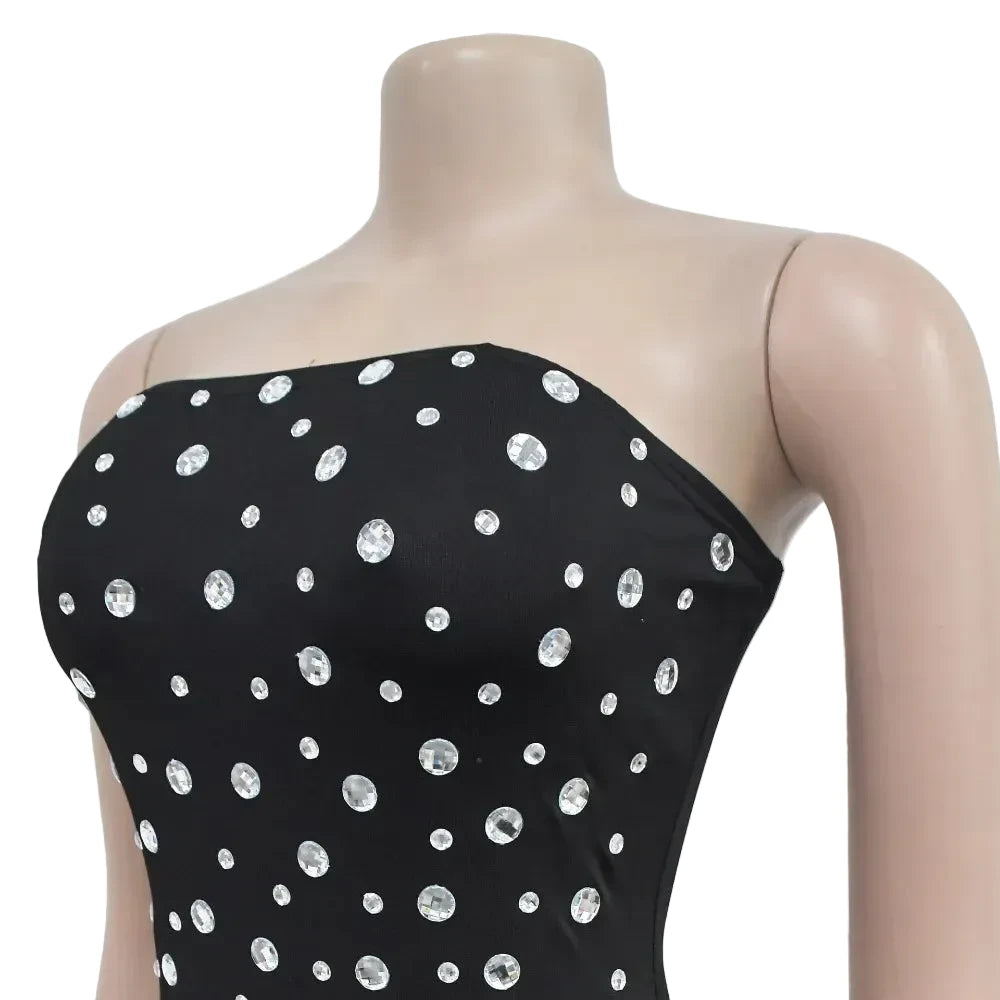 🍒Rhinestones bodycon dress for women backless sleeveless mini luminous fashion party club clothes Gorgious Glassy Glitsy