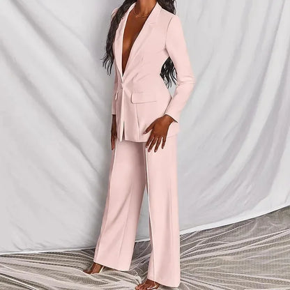 🍒Wide leg trousers and jacket summer pants for women fashion two pieces sets Luxury and elegant blazer and wide leg trouser party occasion wear feel fabulous flambouant flamingo fashion