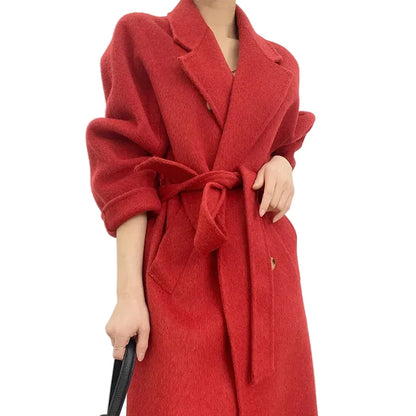 🍒Cashmere and wool coat thick double-sided two in one coat fashion for women beautiful Suit Jackets With Belt No Pulling The Wool Over Your Eyes With This Cashmere