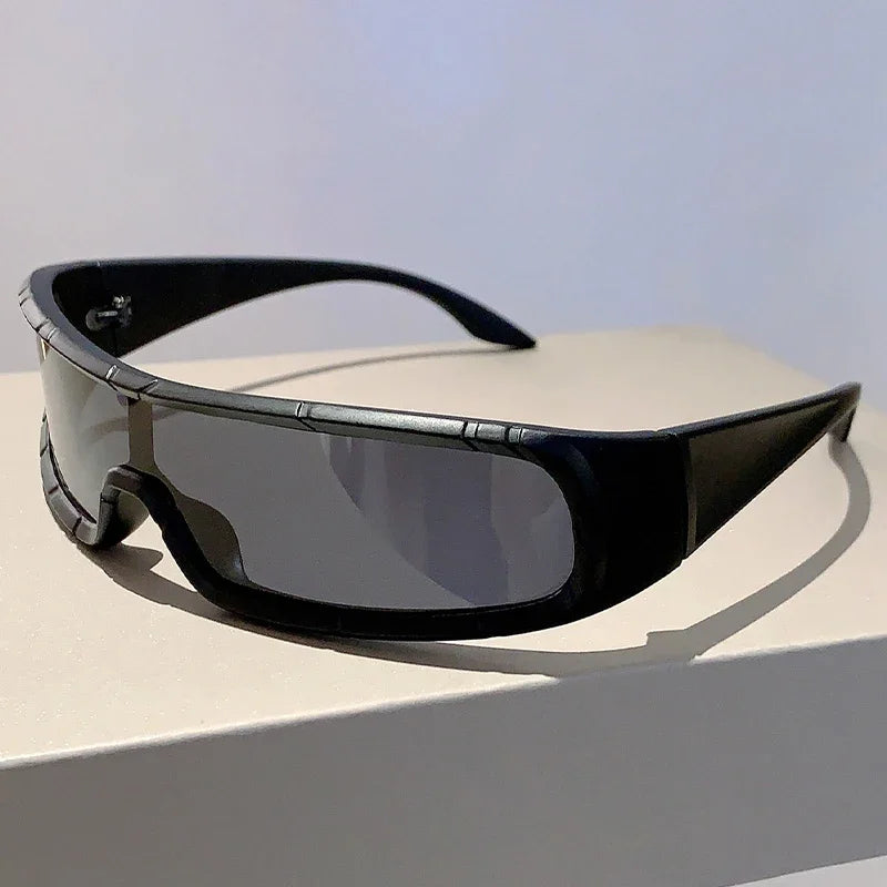 🍒Monoblock sunglasses men stylish punk futuristic outdoor shades trendy wrapped ound UV400 protection eyewear trendy sunnies Cool Wraps
