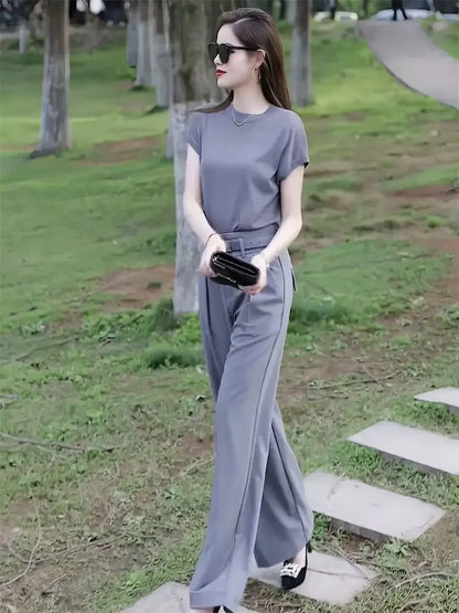 🍒Womans workwear set office professional wide leg pant and Top set  matching Tailor style elegant smart casual clothing No Grey Day With This Grey Day