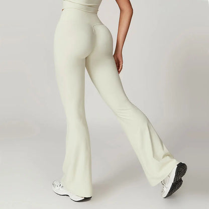 🍒Flare leggings yoga pants women bell-bottoms yoga tights high waist fitness pants stretch gym workout sports push up leggings Look lovely Leg's
