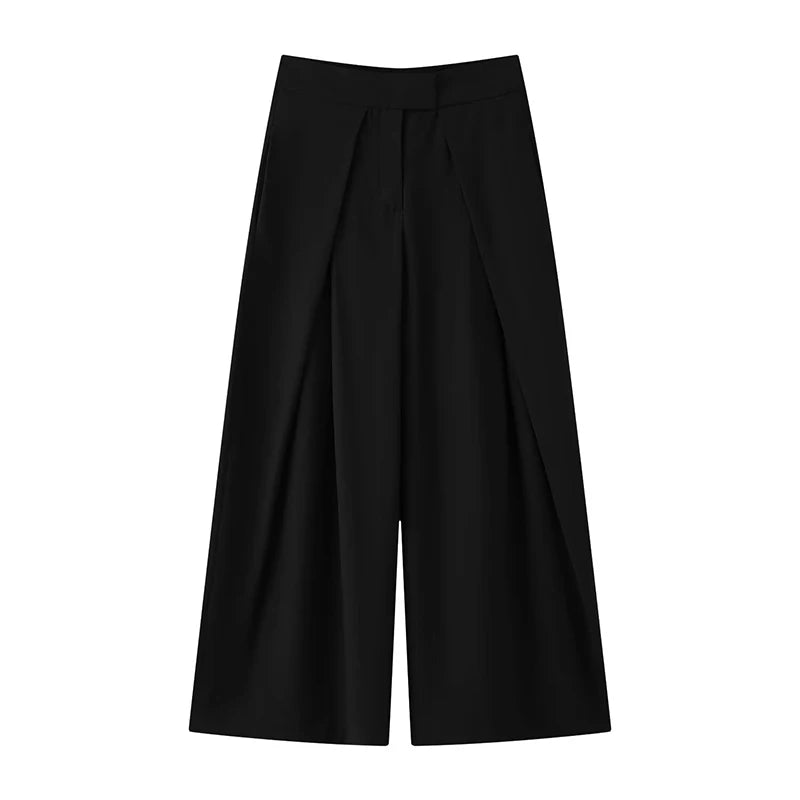 🍒Casual black blazer and pants set long sleeve jacket with fitted waist and long kick flare solid straight pant set women spring autumn suits  ‘Well fit