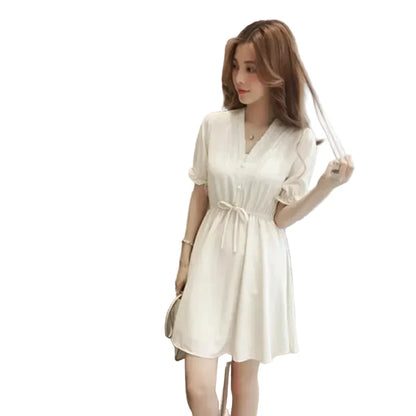 🍒Chiffon satynrok mini dames sagte syagtige uitrustings, roffel, slim gemaklike klere vir somergeleenthede, partytjiedrag, Dainty Dollar Dollar Doll