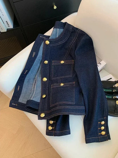 🍒Blue denim jackets women fall classic styles short coat chic outerwear female Mujer Loose smart casual clothes