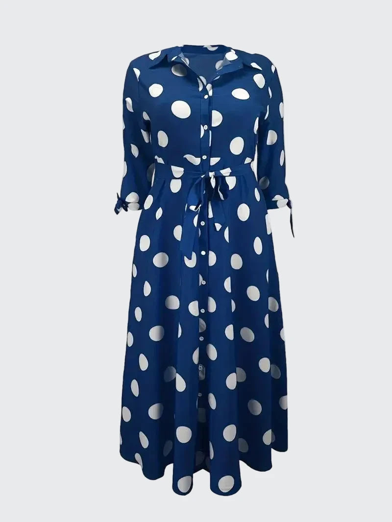 🍒Plus size polka kolletjie rok met moue gedruk hoë middellyf uitrusting maxi rok slim gemaklik vroue a-lyn rok LANK verlang na hierdie KOLLETJIES, DRUK by uitklok