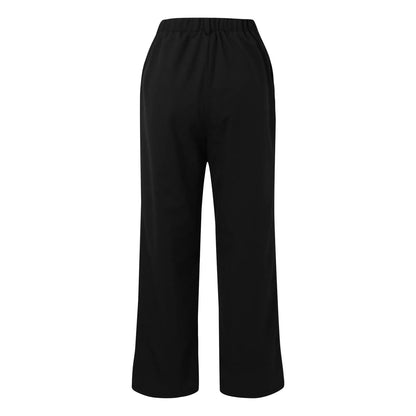 🍒Straight fit high rise trousers  fashionable smart casual women loose solid colour wide leg  pants Solid Slick Staples