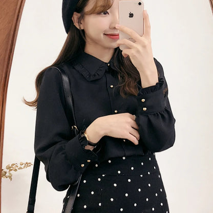 🍒Blouses with bows cute preppy style clothes women solid shirts  with ties formal work office wear essential summer clothing Pretty Up In Cute Bows