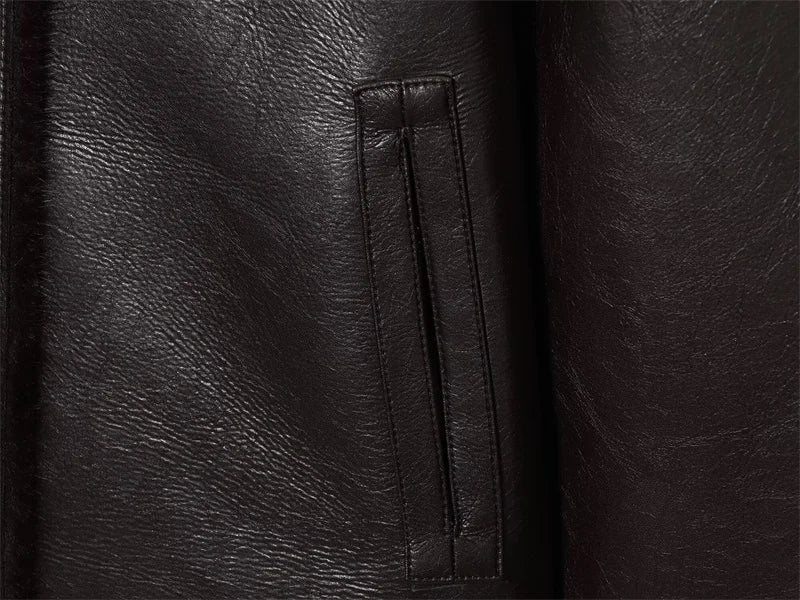🍒Faux leather Jackets brown women long-sleeve reversible outerwear smart casual women stylish and unique Lavish In Leather or Flip To Fur