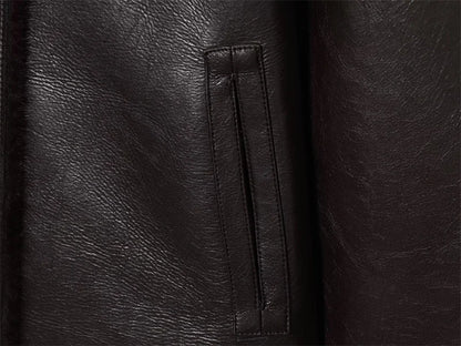 🍒Faux leather Jackets brown women long-sleeve reversible outerwear smart casual women stylish and unique Lavish In Leather or Flip To Fur