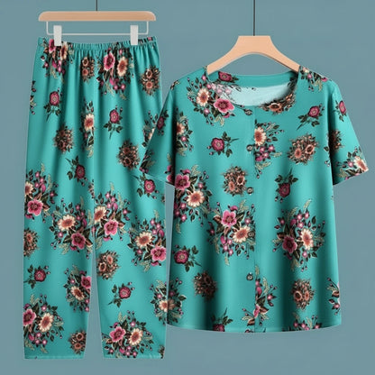🍒Broek en T-hemp slaapklere stel katoen kortbroek en T-hemp sitkamerdrag bo-stuk en broek tuisdrag Slaapklere vir vroue 2-stuk slaapstel Trek jou BROEK en TEE aan en jy sal REG wees