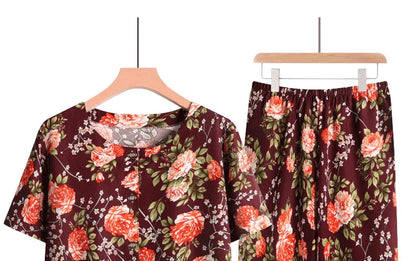 🍒Broek en T-hemp slaapklere stel katoen kortbroek en T-hemp sitkamerdrag bo-stuk en broek tuisdrag Slaapklere vir vroue 2-stuk slaapstel Trek jou BROEK en TEE aan en jy sal REG wees
