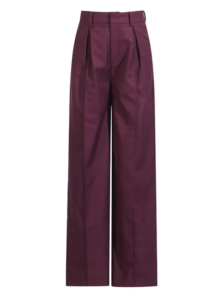 🍒Women's burgundy two-piece pant set classic blazer suit and wide leg trousers and jacket  outfit stylish fomal wear occasion clothing Get Red eye In Your Wine Red