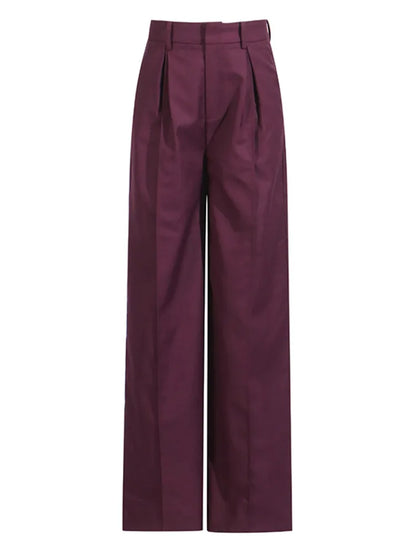 🍒Women's burgundy two-piece pant set classic blazer suit and wide leg trousers and jacket  outfit stylish fomal wear occasion clothing Get Red eye In Your Wine Red
