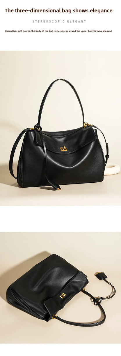 🍒Large capacity leather bag with lock for women's tote with advanced locking fashion high sensibility underarm bag that fits laptop smart casual accessory  Lock On To High Quality