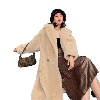 🍒Women winter faux fur coat winter long women female thick teddy bear outerwear Casual loose oversize outdoor wear Bear Winter With A Teddy