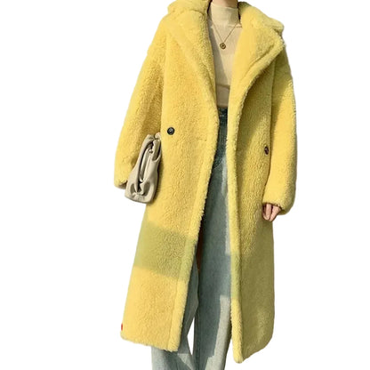 🍒Women winter faux fur coat winter long women female thick teddy bear outerwear Casual loose oversize outdoor wear Bear Winter With A Teddy