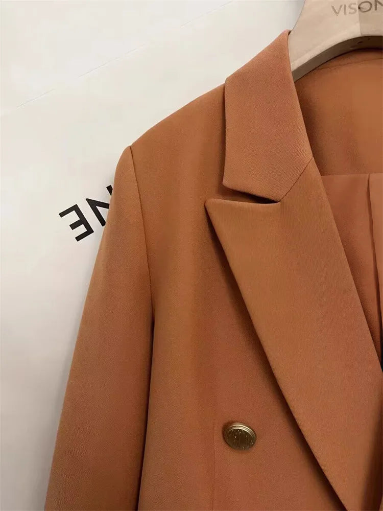 🍒女士短款西装外套 长袖 双排扣 短款 智能休闲外套 场合 春秋时尚 精英之选 酷飒