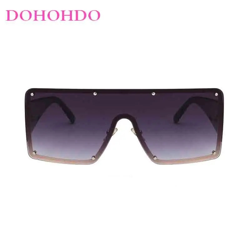 🍒Grootraam sonbril unisex dames randlose eenstuk-wye-raam sonbril modebril UV400 beskerming Sien Deur Prettige Sonbrille