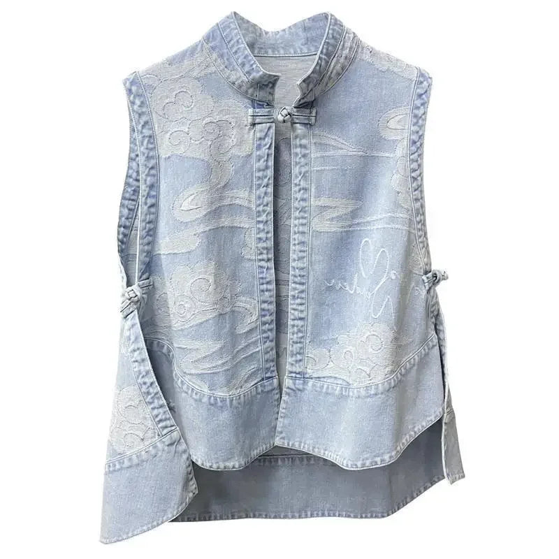 🍒Denim Vests womens spring sleeveless jacket for autumn fashion denim waistcoat outer wear all-match cool daily chic loose casual vintage style clothes versatile Y2k clothing  Dash-on Denim Daily