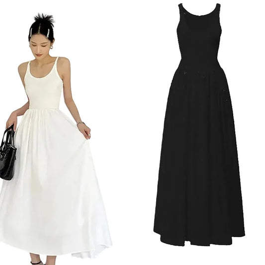 🍒Gebreide onderbaadjie rok lang vroue somer drag eenvoudig veelsydige camisole strandrok hoë middellyf partytjie geleentheid drag maxi uitrusting Moenie om 'n Koel Onderbaadjie Rok Ontwyk Om Te Beïndruk Nie