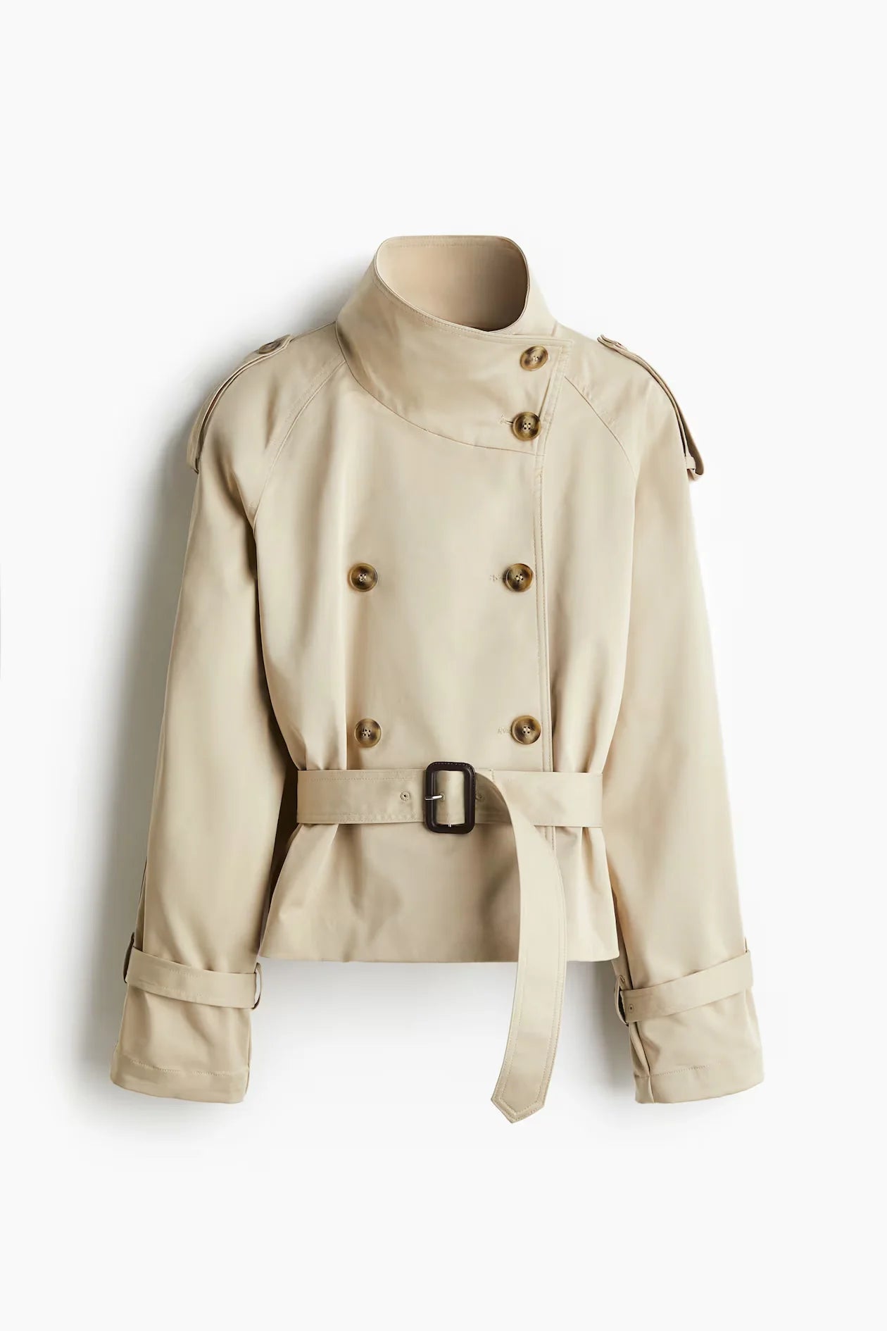 🍒Flared sleeve jacket belt coat for women elegant stand collar double breasted coat long sleeved outerwear female autumn winter fashion commuter keep abreast of belted double breast