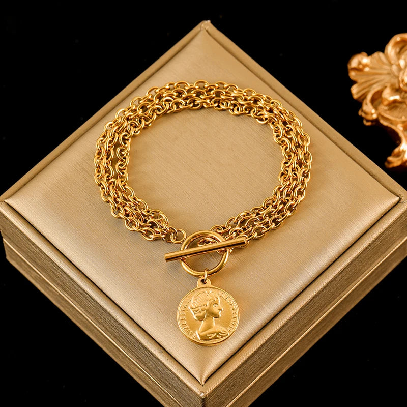 🍒Stainless steel star bracelet gold colour star charm moon starfish bracelet trendy wrist chain for women Jewellrey gifts  party accessories FISH Out This STAR