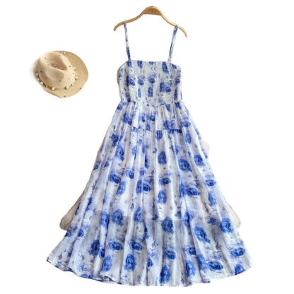 🍒Backless summer dress for women fashion beach wear slip sleeveless spaghetti straps smart casual outfit Flouncey Floral Fun