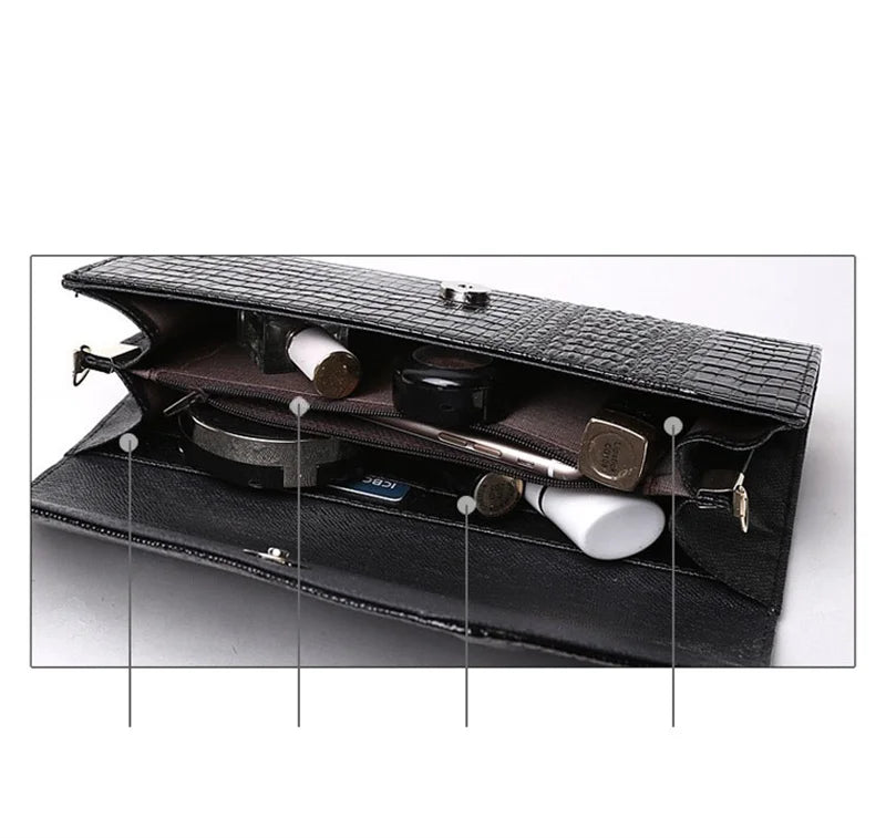 🍒Europe and america trendy clutch bags for women,designer fashion crocodile pattern under arm black envelope hand bag female large capacity bag Metalic gold available occasion clutch Cool Croco Clutch,Clickety Click Quick