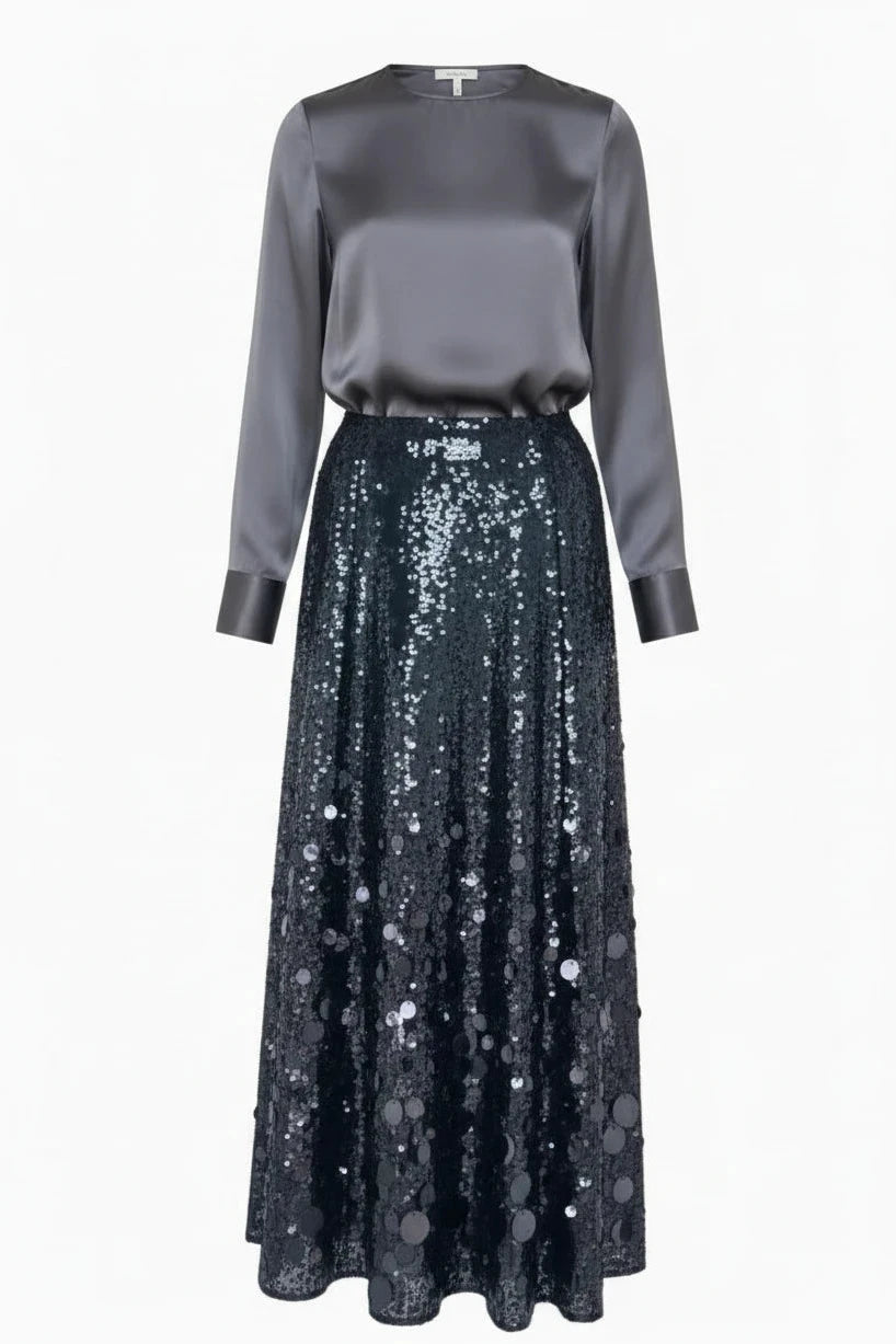 🍒Sequins party skirt elegant midaxi length occasion clothes for women solid shiny club wear party night female fashion Delectable Dazzle