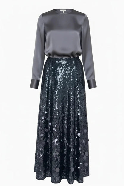 🍒Sequins party skirt elegant midaxi length occasion clothes for women solid shiny club wear party night female fashion Delectable Dazzle