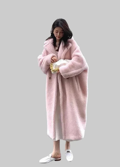 🍒Women winter faux fur coat winter long women female thick teddy bear outerwear Casual loose oversize outdoor wear Bear Winter With A Teddy