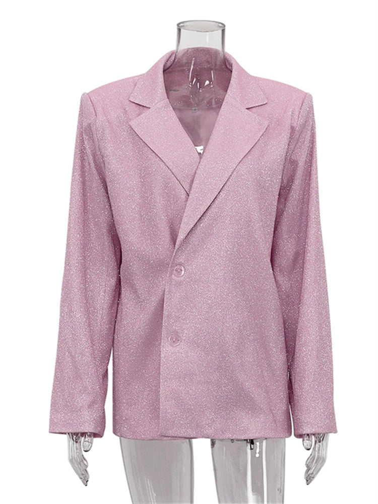 🍒Party sliver glitter three piece blazer sets for women fashion clubwear Sparkly Bra And Pants Matching set party occasion wear Get GlitZy