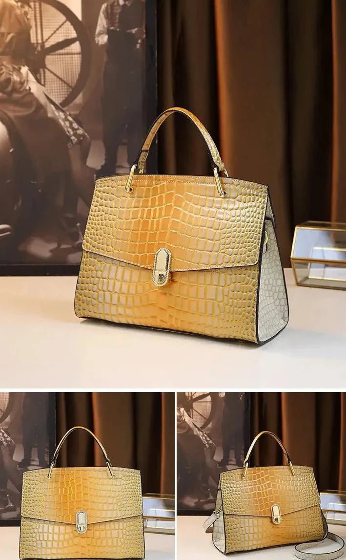 🍒Luxury designer handbags for women crocodile print bag brand high quality crocodile crossbody purse cowhide tote bag women's occasion fashion accessory  Snap Up Your Cool Crinkly Croco
