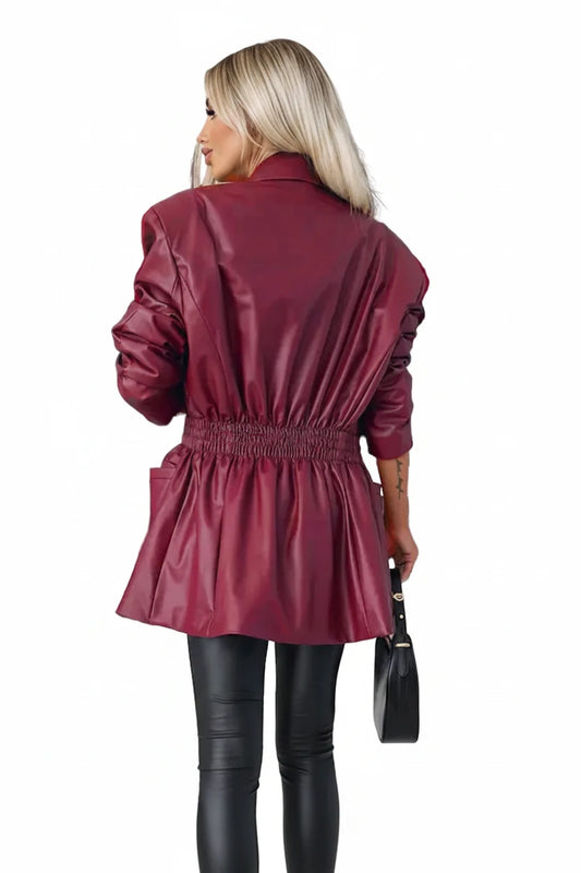 🍒Langmou kunsleer mini rok elastiese middellyf retro dubbelbors uitrusting geleentheid nuwerwets kantoordrag klere slim gemaklike klere vroue Life Leather