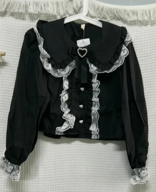 🍒Kantontwerp top kort bloese vir dames Y2k mode strik geriffelde bloes vroulike mode slim gemaklike kleding Ideaal vir Partytjies Peter Pans