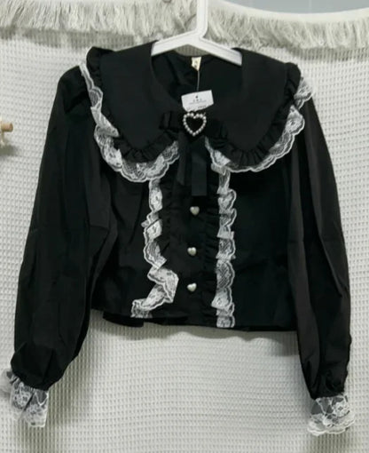 🍒Kantontwerp top kort bloese vir dames Y2k mode strik geriffelde bloes vroulike mode slim gemaklike kleding Ideaal vir Partytjies Peter Pans