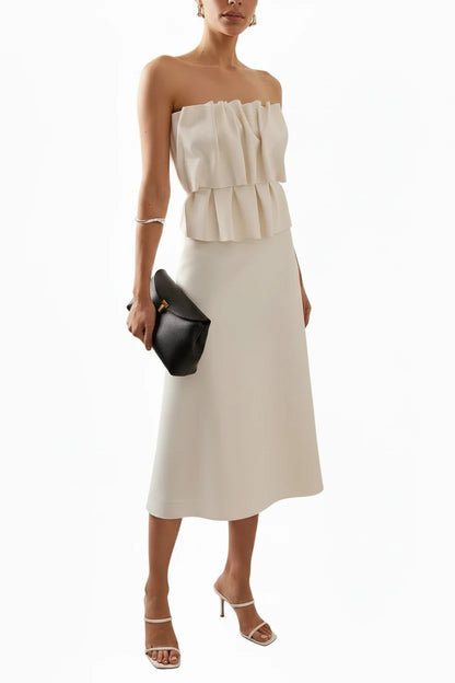 🍒strapless maxi rok met lae voue vroue slimpas skouerlose a-lyn rok moulose rokke vroulike somer aanddrag Styl Op Sy Beste
