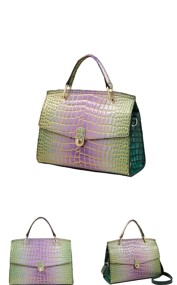 🍒Luxury designer handbags for women crocodile print bag brand high quality crocodile crossbody purse cowhide tote bag women's occasion fashion accessory  Snap Up Your Cool Crinkly Croco