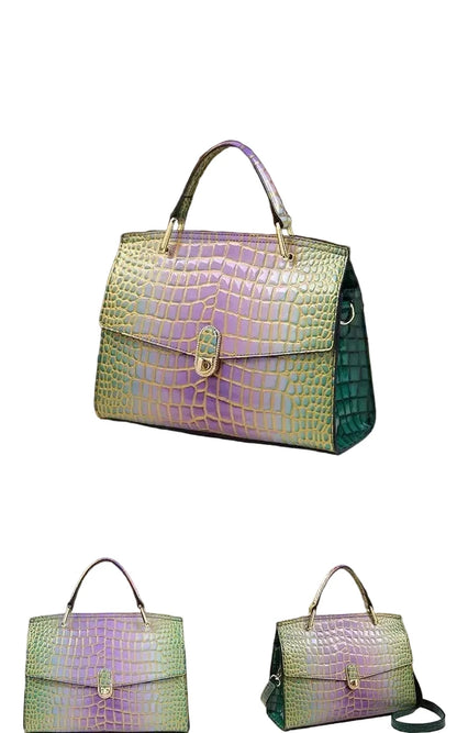 🍒Luxury designer handbags for women crocodile print bag brand high quality crocodile crossbody purse cowhide tote bag women's occasion fashion accessory  Snap Up Your Cool Crinkly Croco