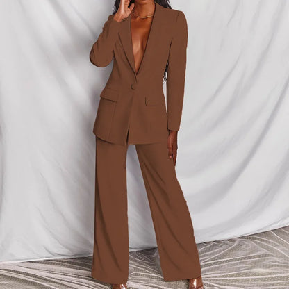 🍒Wide leg trousers and jacket summer pants for women fashion two pieces sets Luxury and elegant blazer and wide leg trouser party occasion wear feel fabulous flambouant flamingo fashion