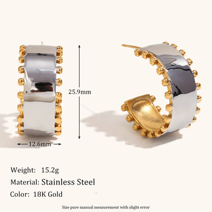 🍒Mix color jewellery round bead edge smooth stainless steel women's earrings stainless steel ring and stainless steel bracelet Set high-end design every day jewellery occasion Jewellery Gift This Gold Will Steel Attention
